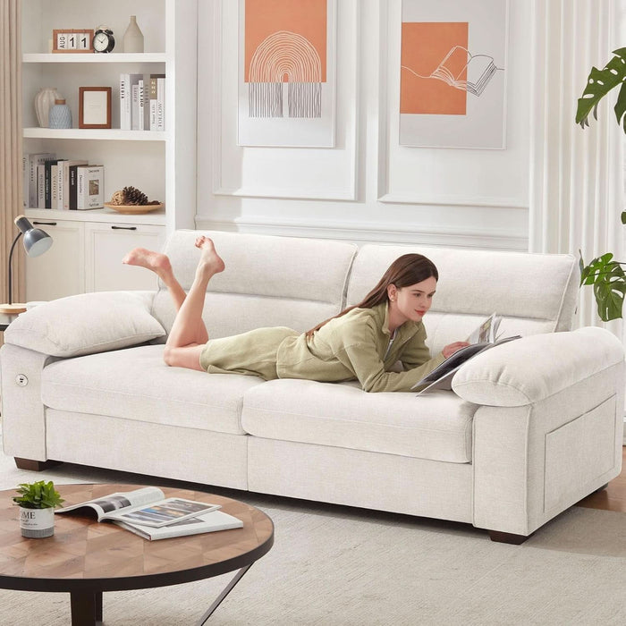 Modern 90.5 Inch Chenille Sofa With USB Charging - ShipItFurniture