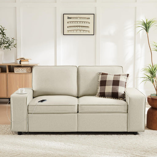 Modern Beige 2 - Seater Sofa with Storage and USB Ports - ShipItFurniture