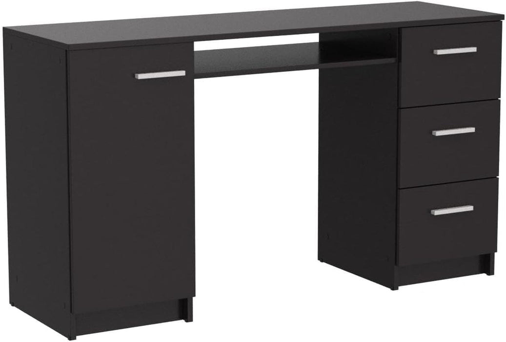 Modern Black Computer Desk with Storage Drawers and Shelf - ShipItFurniture