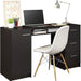 Modern Black Computer Desk with Storage Drawers and Shelf - ShipItFurniture