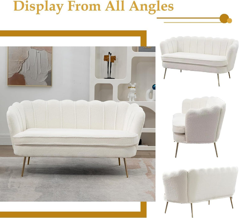 Modern Boucle Loveseat Sofa with Gold Legs for Small Spaces - ShipItFurniture