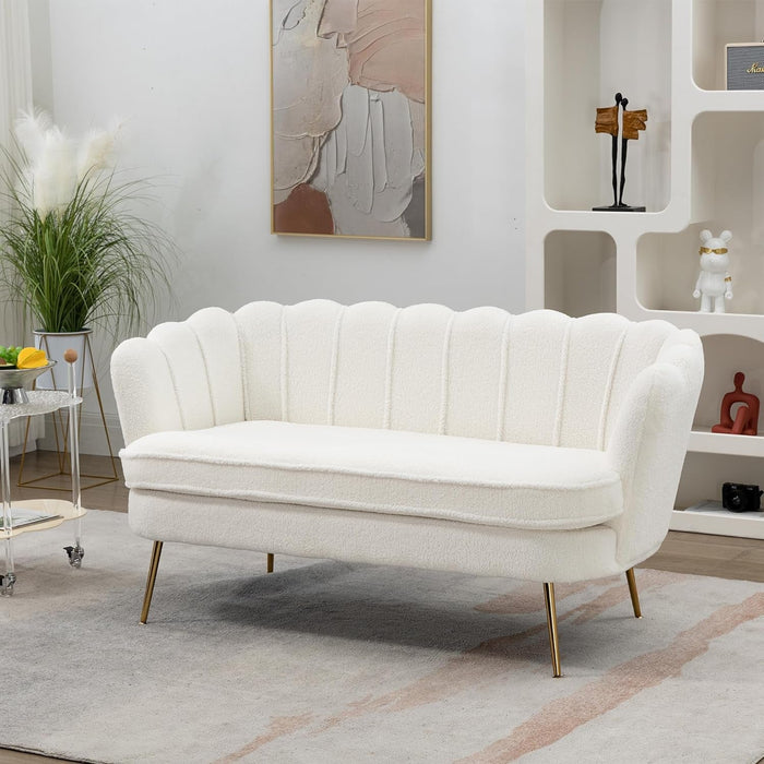 Modern Boucle Loveseat Sofa with Gold Legs for Small Spaces - ShipItFurniture
