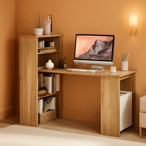 Modern Compact Computer Desk with Storage Shelves and Workstation - ShipItFurniture
