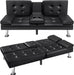 Modern Faux Leather Convertible Sofa Bed with Cup Holders - ShipItFurniture