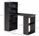 Modern Home Office Desk with 6 - Tier Storage Shelves, 47" Writing Desk with Bookshelf, Black - ShipItFurniture