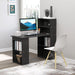 Modern Home Office Desk with 6 - Tier Storage Shelves, 47" Writing Desk with Bookshelf, Black - ShipItFurniture