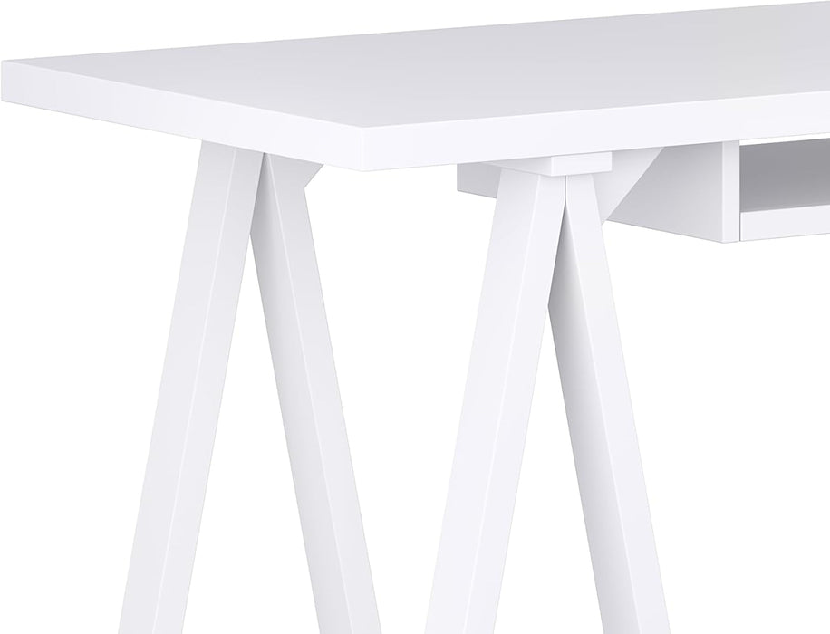 Modern Industrial Solid Wood Writing Desk with Keyboard Tray - ShipItFurniture