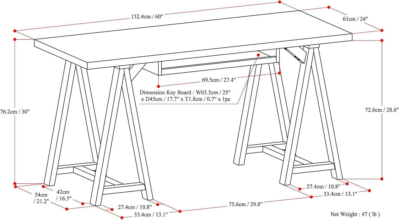 Modern Industrial Solid Wood Writing Desk with Keyboard Tray - ShipItFurniture