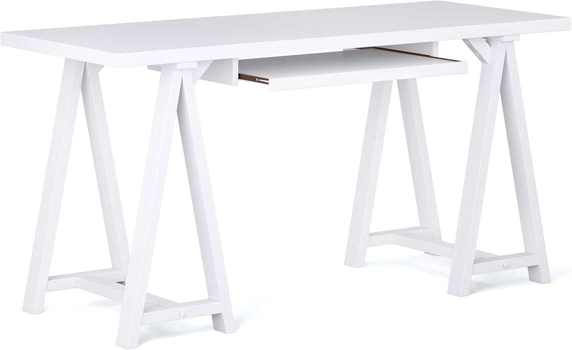 Modern Industrial Solid Wood Writing Desk with Keyboard Tray - ShipItFurniture