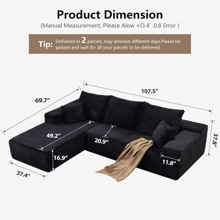Modern L - Shape Cloud Sectional Couch for Living Room - ShipItFurniture