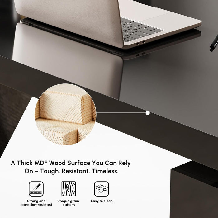 Modern L Shape Executive Desk With Drawers And Cabinet - ShipItFurniture