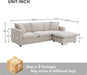 Modern L Shaped Beige Cloud Sofa With Convertible Ottoman - ShipItFurniture
