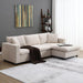 Modern L Shaped Beige Cloud Sofa With Convertible Ottoman - ShipItFurniture