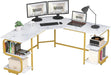 Modern L Shaped Desk with Large Shelves for Office - ShipItFurniture