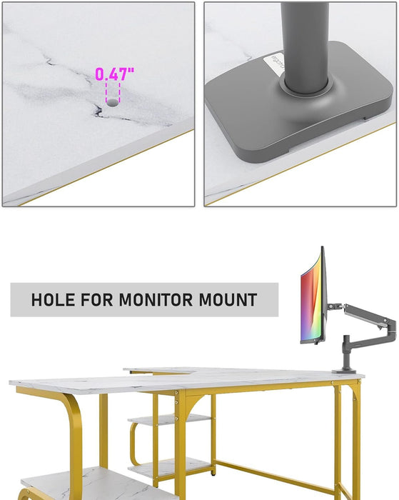 Modern L Shaped Desk with Large Shelves for Office - ShipItFurniture