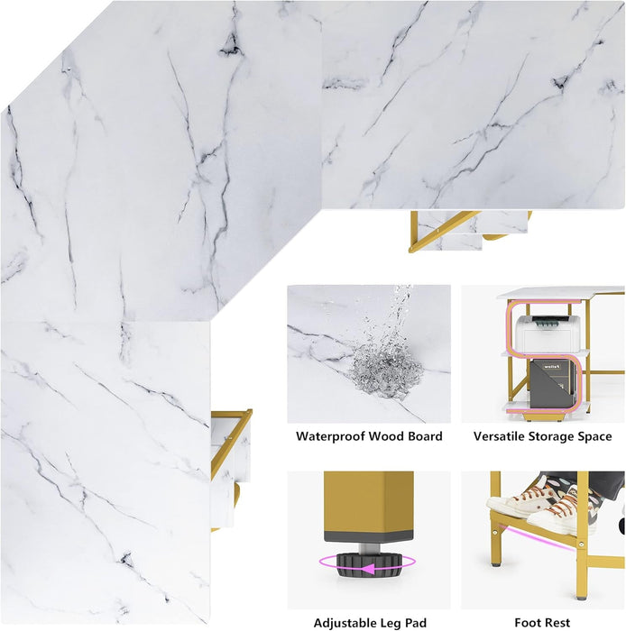 Modern L Shaped Desk with Large Shelves for Office - ShipItFurniture