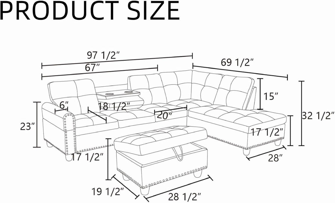 Modern L Shaped Modular Sofa with Chaise Comfort - ShipItFurniture