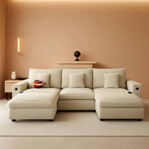 Modern Modular Sectional Sofa with Ottoman and Pillows - ShipItFurniture