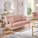 Modern Pink Velvet Sofa with Gold Arms for Living Room - ShipItFurniture