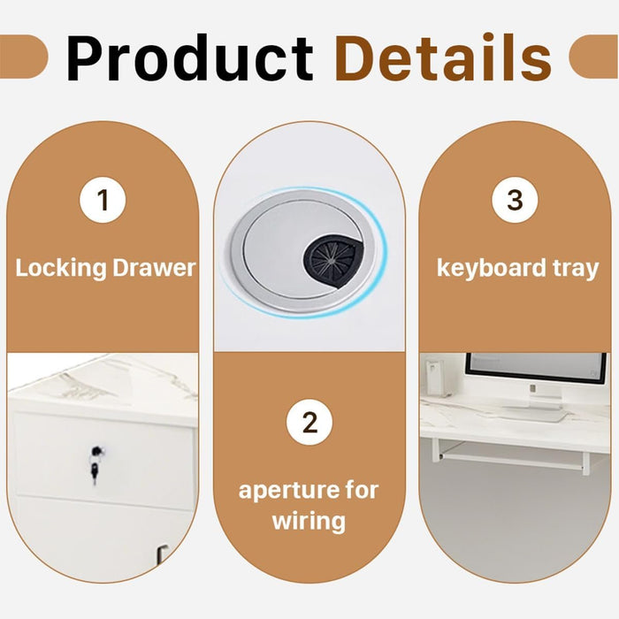 Modern Reception Desk with Locking Drawers and LED Light - ShipItFurniture