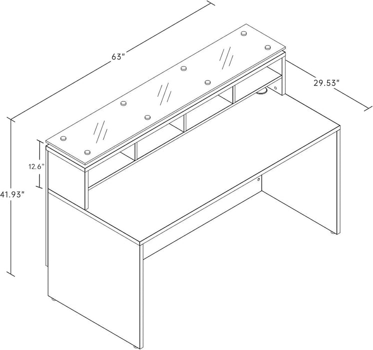 Modern Reception Desk with Tempered Glass Front Counter - ShipItFurniture