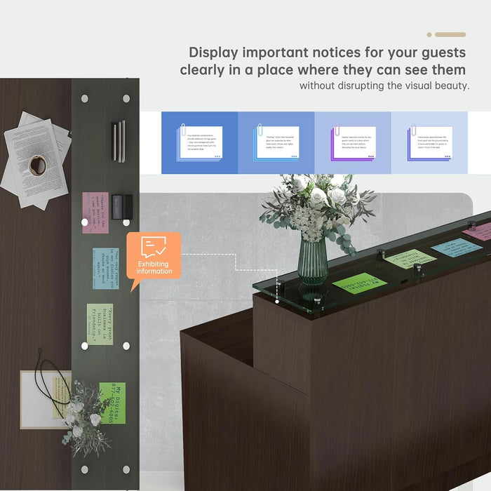 Modern Reception Desk with Tempered Glass Front Counter - ShipItFurniture