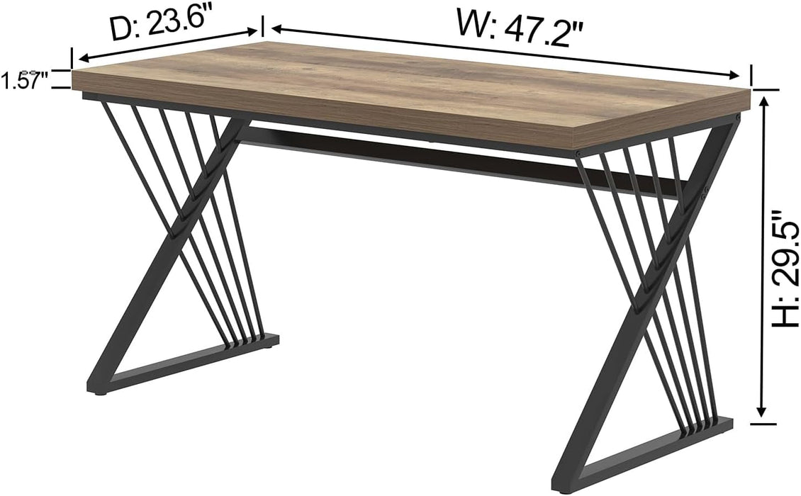 Modern Rustic Oak Computer Desk with Sturdy Metal Frame - ShipItFurniture