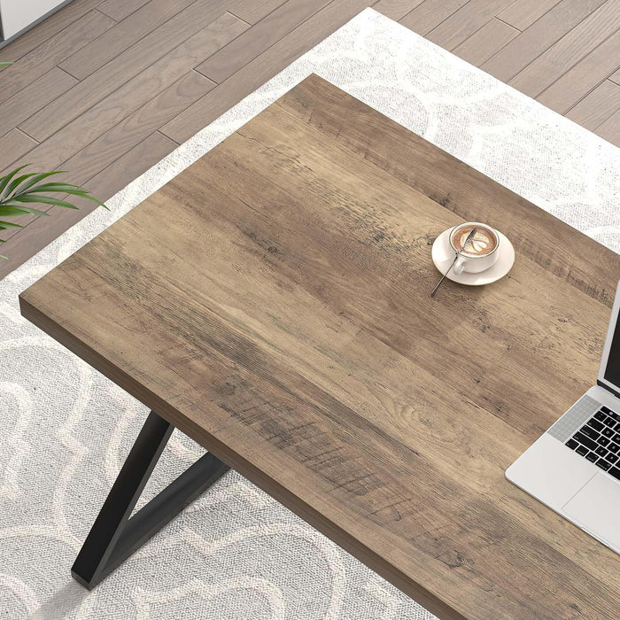 Modern Rustic Oak Computer Desk with Sturdy Metal Frame - ShipItFurniture