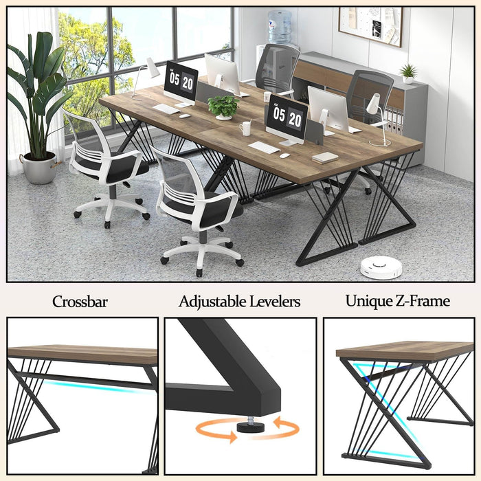 Modern Rustic Oak Computer Desk with Sturdy Metal Frame - ShipItFurniture