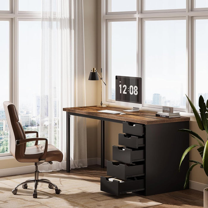Modern Simple Computer Desk with Reversible Drawers for Space Saving - ShipItFurniture