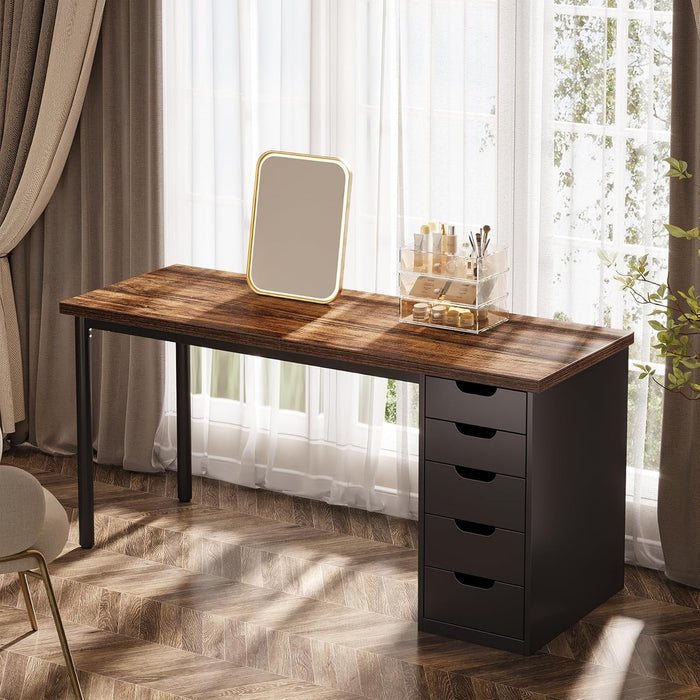 Modern Simple Computer Desk with Reversible Drawers for Space Saving - ShipItFurniture