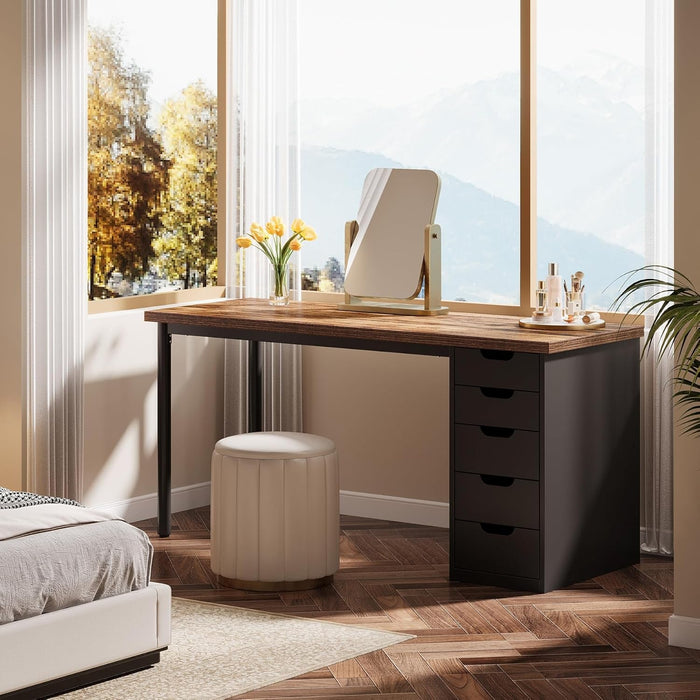 Modern Simple Computer Desk with Reversible Drawers for Space Saving - ShipItFurniture