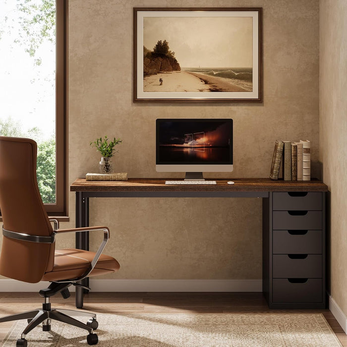 Modern Simple Computer Desk with Reversible Drawers for Space Saving - ShipItFurniture