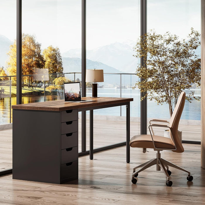 Modern Simple Computer Desk with Reversible Drawers for Space Saving - ShipItFurniture