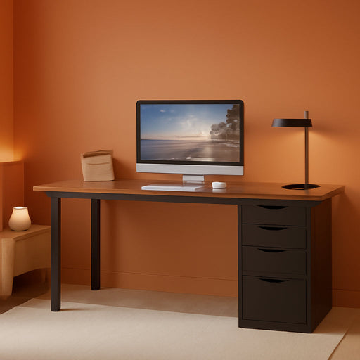 Modern Simple Computer Desk with Reversible Drawers for Space Saving - ShipItFurniture
