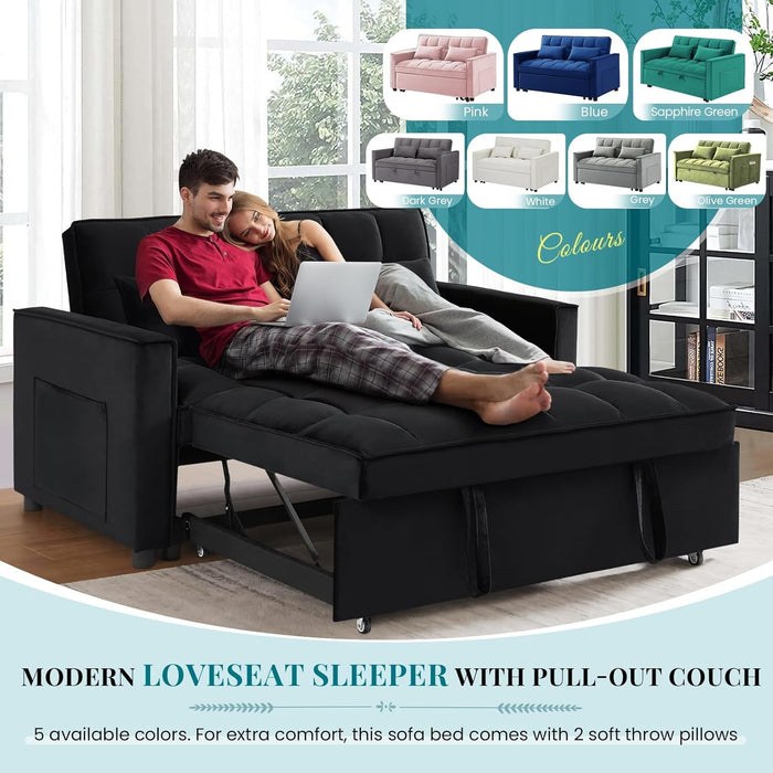 Modern Velvet 3 in 1 Convertible Sleeper Sofa Bed - ShipItFurniture