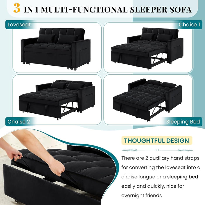 Modern Velvet 3 in 1 Convertible Sleeper Sofa Bed - ShipItFurniture