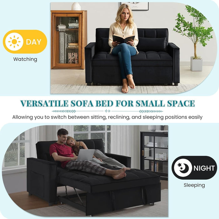 Modern Velvet 3 in 1 Convertible Sleeper Sofa Bed - ShipItFurniture
