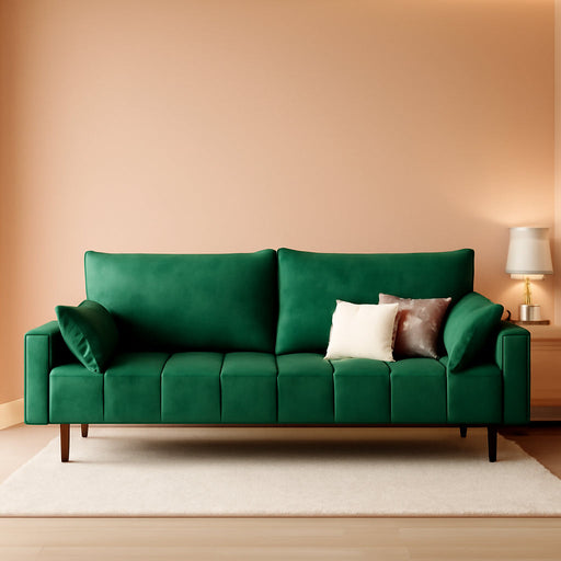 Modern Velvet Loveseat Sofa with Storage and Pillows - ShipItFurniture