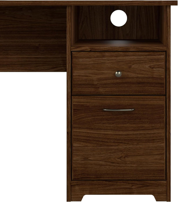 Modern Walnut L Shaped Computer Desk with Drawers - ShipItFurniture