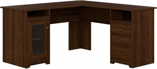 Modern Walnut L Shaped Computer Desk with Drawers - ShipItFurniture