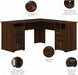 Modern Walnut L Shaped Computer Desk with Drawers - ShipItFurniture