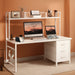 Modern White Computer Desk with Hutch and Drawers - ShipItFurniture