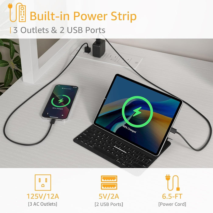 Modern White Computer Desk with Hutch and Drawers - ShipItFurniture