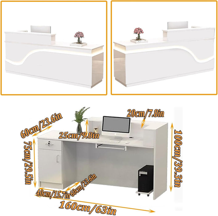 Modern Wooden Reception Desk with Lockable Drawer and Counter - ShipItFurniture