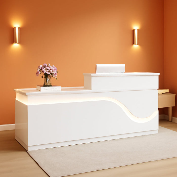 Modern Wooden Reception Desk with Lockable Drawer and Counter - ShipItFurniture
