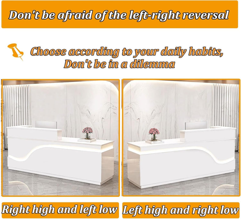 Modern Wooden Reception Desk with Lockable Drawer and Counter - ShipItFurniture