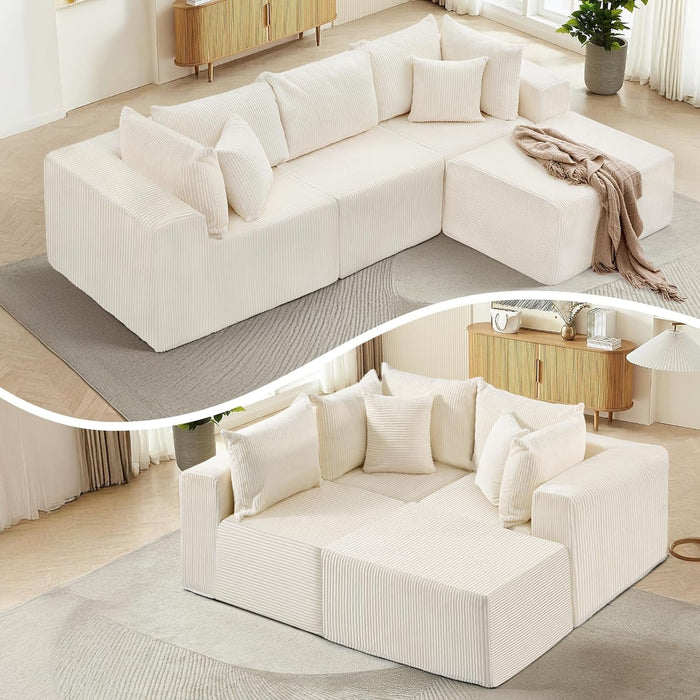 Modular L - Shape Sectional Sofa with Reversible Ottoman - ShipItFurniture