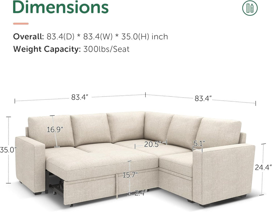 Modular Sectional Sleeper Sofa With Storage For Living Room - ShipItFurniture