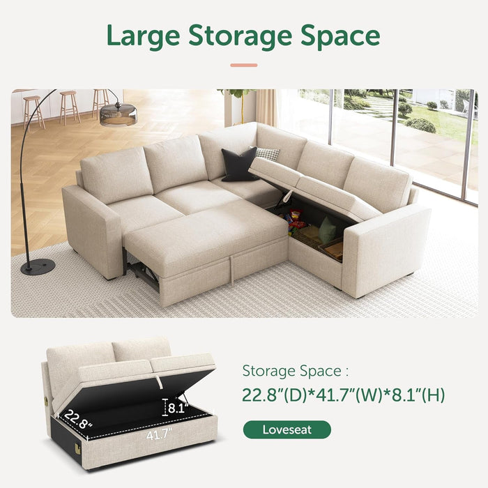 Modular Sectional Sleeper Sofa With Storage For Living Room - ShipItFurniture